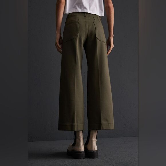 Anthropologie Mauve The Colette Cropped Wide-Leg Ponte Pants In Dried Fern Sz 27 - Picture 5 of 10